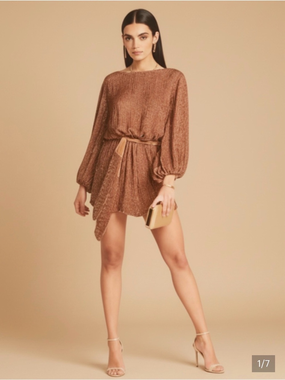 Retrofete Grace Sequin Robe Dress in Copper - Size XS NWT
